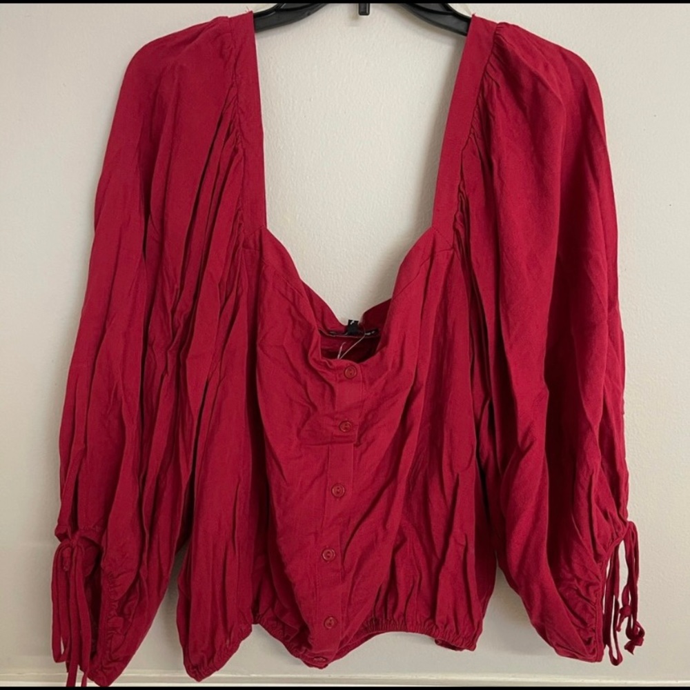 Charlotte Russe Burgundy Peasant Blouse